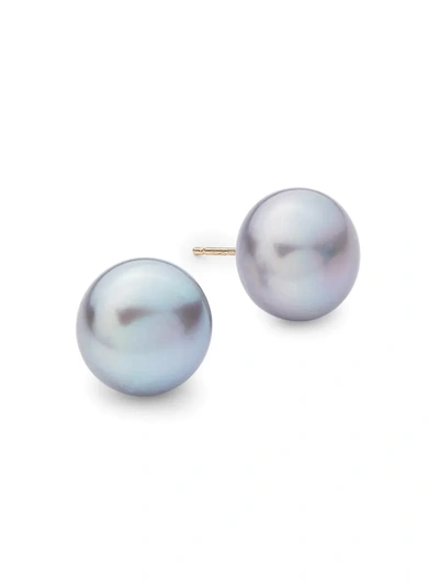 Effy Women's 14k Yellow Gold & Grey Freshwater Button Pearl Stud Earrings