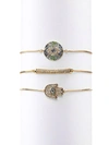 Eye Candy La Women's Luxe 3-piece18k Goldplated, Crystal Evil Eye & Hasma Bracelet Set In Yellow