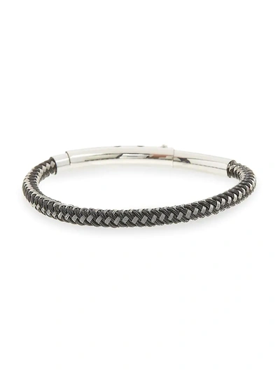 Jean Claude Men's Braided Leather & Stainless Steel Bracelet In Black