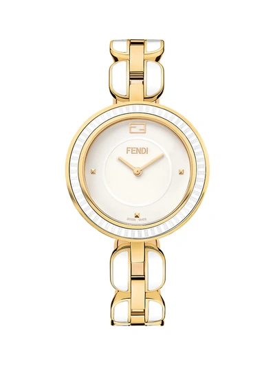 Fendi Women's My Way Goldtone Stainless Steel & Ceramic Bracelet Watch In Sapphire