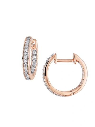 Sonatina Women's 14k Pink Gold & Diamond Hoop Earrings