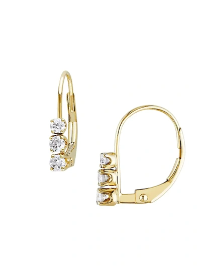 Sonatina Women's 14k Yellow Gold & Diamond Leverback Earrings