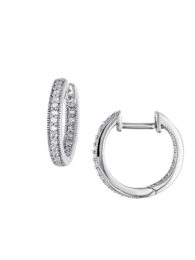 Sonatina Women's 14k White Gold & Diamond Hoop Earrings