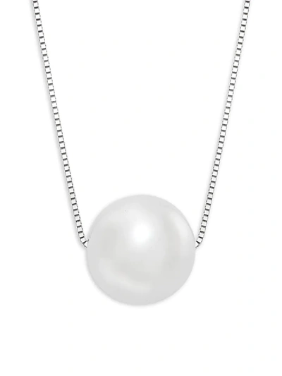 Masako Women's 10-11mm White Round Freshwater Pearl 14k White Gold Necklace