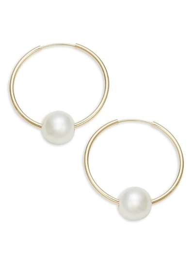 Masako Women's 14k Yellow Gold & 6-7mm Cultured Freshwater Pearl Hoop Earrings