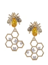 Eye Candy La Women's Luxe Goldtone & Crystal Golden Honey Bee Drop Earrings In Neutral
