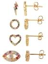 Eye Candy La 4 Piece Alice Cz Crystal Stud Set In Neutral