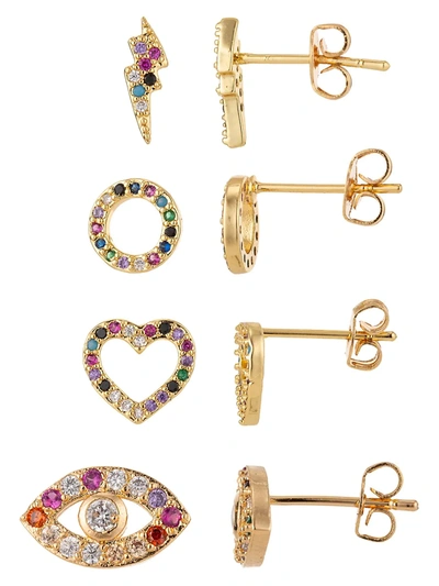 Eye Candy La 4 Piece Alice Cz Crystal Stud Set In Neutral