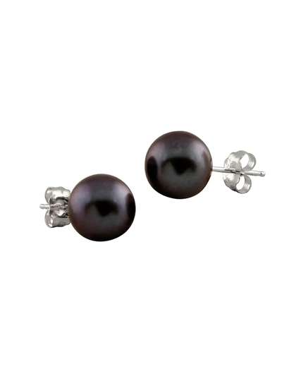 Masako Women's 14k White Gold & 10-11mm Black Cultured Pearl Stud Earrings