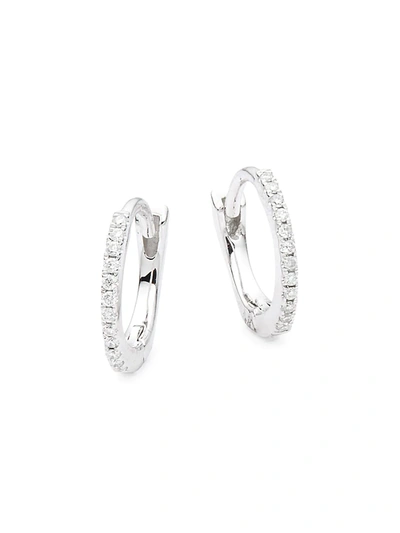 Saks Fifth Avenue Women's 14k White Gold & 0.07 Tcw Diamond Huggies Earrings