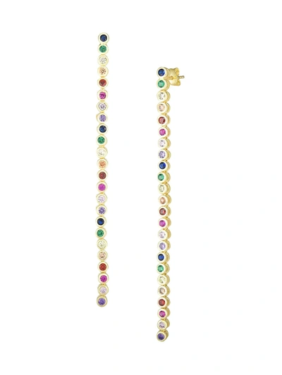 Chloe & Madison Women's Rainbow Crystal Tennis Drop Earrings In Silver