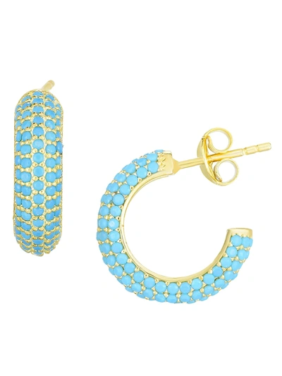 Chloe & Madison Women's Turquoise C-hoop Earrings