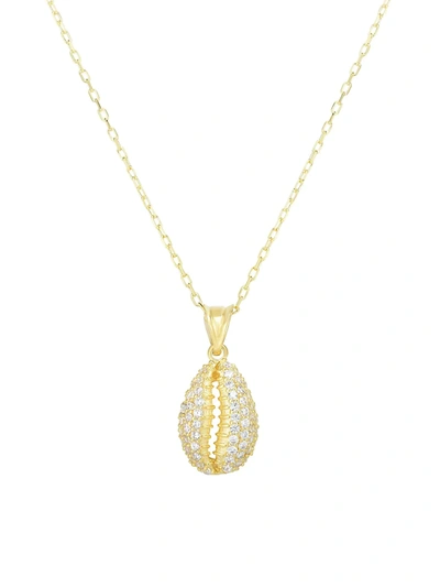 Chloe & Madison Women's Crystal Puka Shell Pendant Necklace In Silver