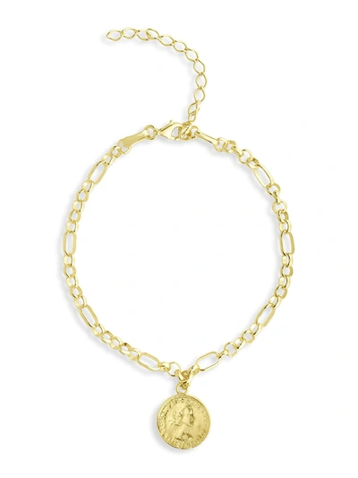 Chloe & Madison Women's 14k Goldplated Sterling Silver Coin Chain Bracelet