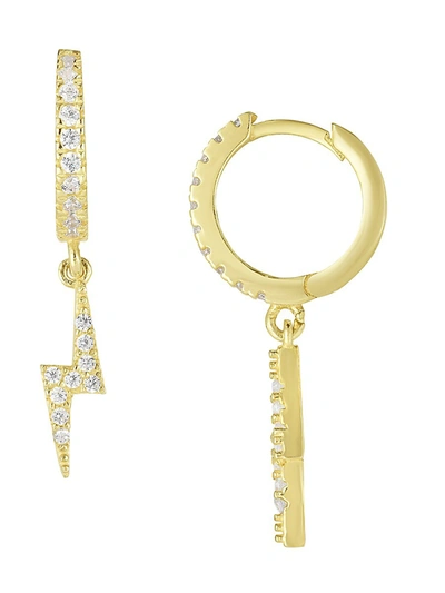 Chloe & Madison Women's Crystal Lightning Bolt Hoop Drop Earrings In Silver