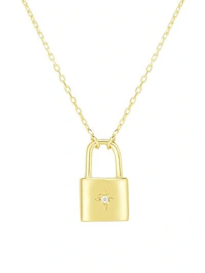 Chloe & Madison Women's Crystal Padlock Pendant Necklace In Silver