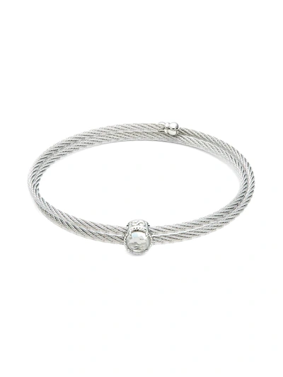Alor Women's Stainless Steel & White Topaz Cuff Bracelet