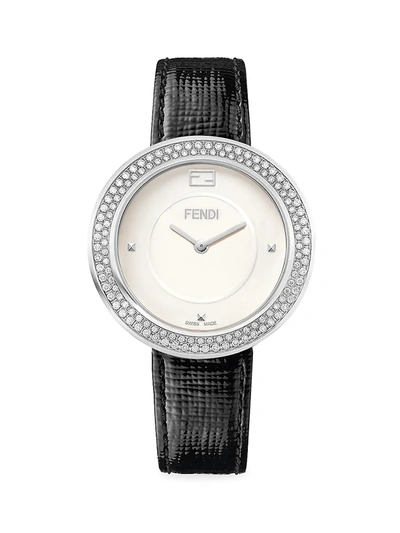 Fendi Women's My Way Stainless Steel, Diamond & Leather-strap Watch In White