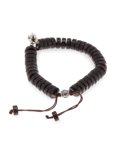 Jean Claude Men's Adjustable Wood & Silvertone Bracelet In Brown