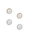 ADRIANA ORSINI WOMEN'S 2-PAIR GOLDTONE & CRYSTAL STUD EARRINGS,0400011488292