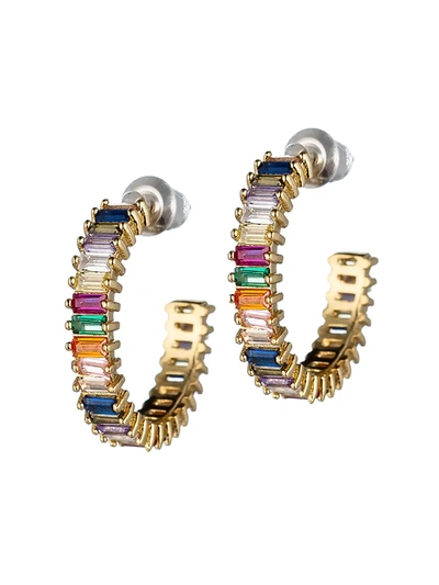 Eye Candy La Women's Luxe Rainbow Crystal Hoop Earrings In Neutral