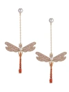 Eye Candy La 14k Plated Cz Dragonfly Drop Earrings In Neutral