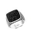 EFFY MEN'S STERLING SILVER & BLACK SPINEL BAND RING,0400011534671