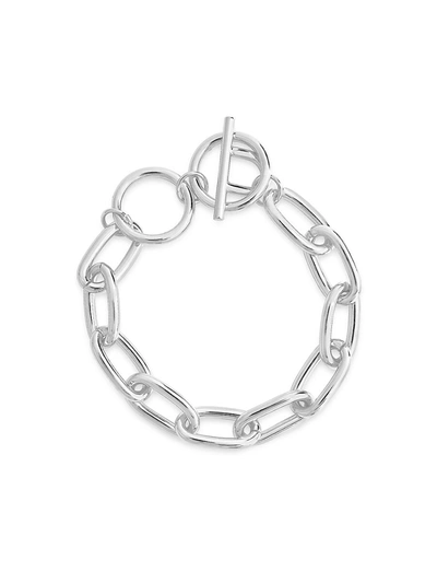 Sterling Forever Women's White Rhodium Plated Link Toggle Bracelet