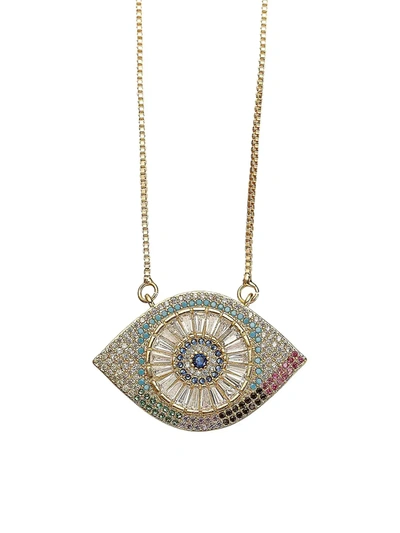 Eye Candy La Women's Luxe 14k Goldplated Sterling Silver & Cubic Zirconia Evil Eye Pendant Necklace
