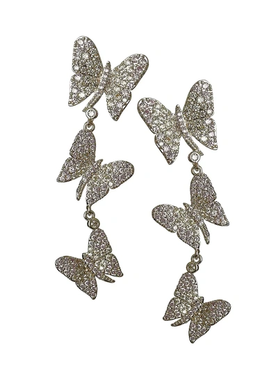 Eye Candy La Women's Luxe Goldtone & Crystal Mini Butterfly Drop Earrings In Neutral