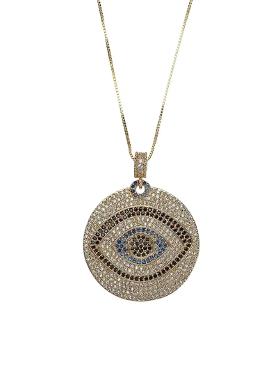 Eye Candy La Women's Luxe 14k Goldplated Sterling Silver & Crystal Evil Eye Pendant Necklace