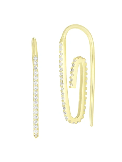 Chloe & Madison Women's Paper Clip 14k Goldplated Sterling Silver & Crystal Threader Earrings