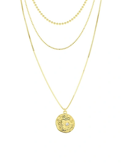 Chloe & Madison Women's 14k Goldplated Sterling Silver & Crystal Layered Coin Pendant Necklace