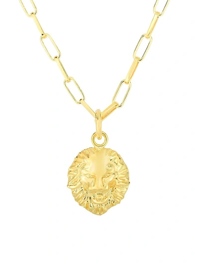 Chloe & Madison Women's 14k Goldplated Sterling Silver Lion Head Pendant Necklace