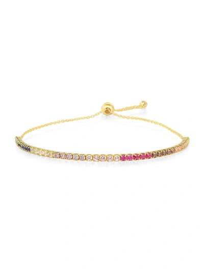 Chloe & Madison Women's 14k Goldplated Sterling Silver & Crystal Tennis Bolo Bracelet