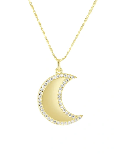 Chloe & Madison Women's Moon 14k Goldplated Sterling Silver & Crystal Pendant Necklace