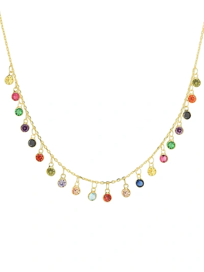 Chloe & Madison Women's 14k Goldplated Sterling Silver & Crystal Rainbow Statement Necklace