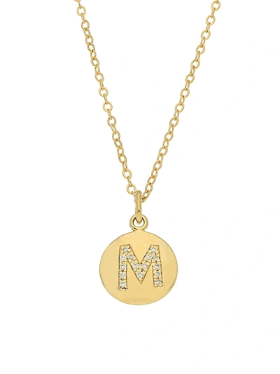 Nephora Women's 14k Yellow Gold & Diamond M Pendant Necklace