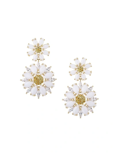 Eye Candy La Women's Luxe 18k Goldplated & Crystal Flower Drop Earrings In Neutral