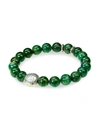 Jean Claude Men's Sterling Silver & African Jade Beaded Bracelet In Silver