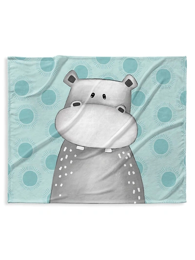Kavka Kids' Baby's Hippo-print Fleece Blanket In Teal Multi