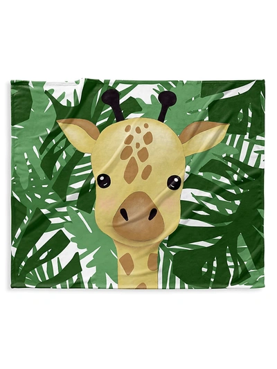 Kavka Kids' Baby's Giraffe-print Fleece Blanket In Green Multi
