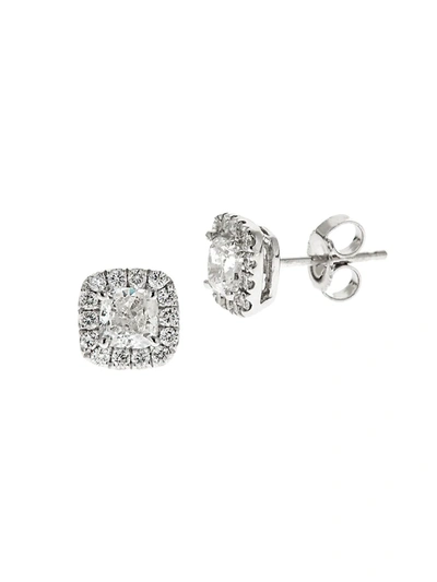 Saks Fifth Avenue Women's 18k White Gold & 1 Tcw Diamond Cushion Stud Earrings