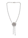 Cz By Kenneth Jay Lane Women's Rhodium Plated & Crystal Flower Necklace In Neutral