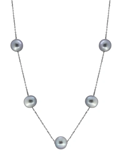 Effy 925 Sterling Silver & 11mm Gray Pearl Station Necklace