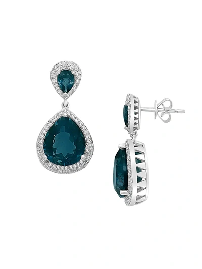 Effy Women's 14k White Gold, London Blue Topaz & Diamond Drop Earrings