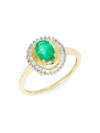 Saks Fifth Avenue Women's 14k Yellow Gold Diamond & Emerald Pendant Ring