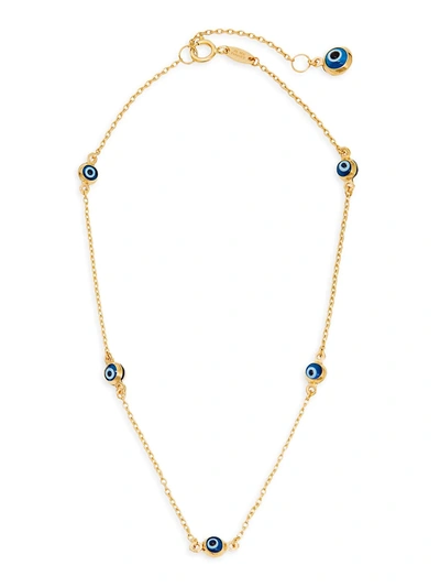 Saks Fifth Avenue Women's 14k Yellow Gold & Enamel Evil Eye Station Anklet