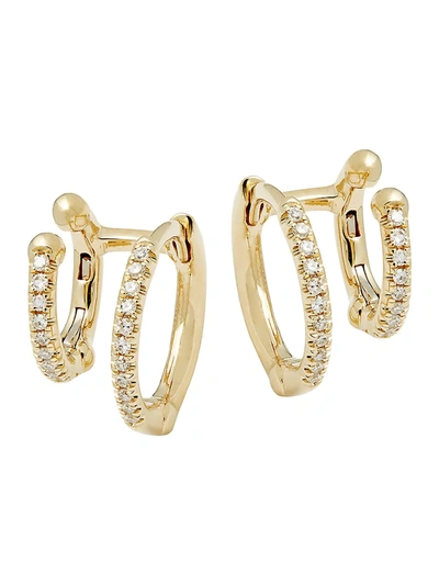 Saks Fifth Avenue 14k Yellow Gold & Diamond Huggies Ear Cuffs Earrings