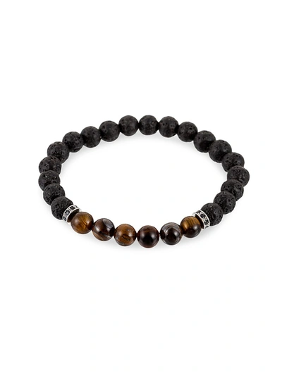 EYE CANDY LA MEN'S CHAKRA & TIGER EYE BEADED STRETCH BRACELET,0400012094332